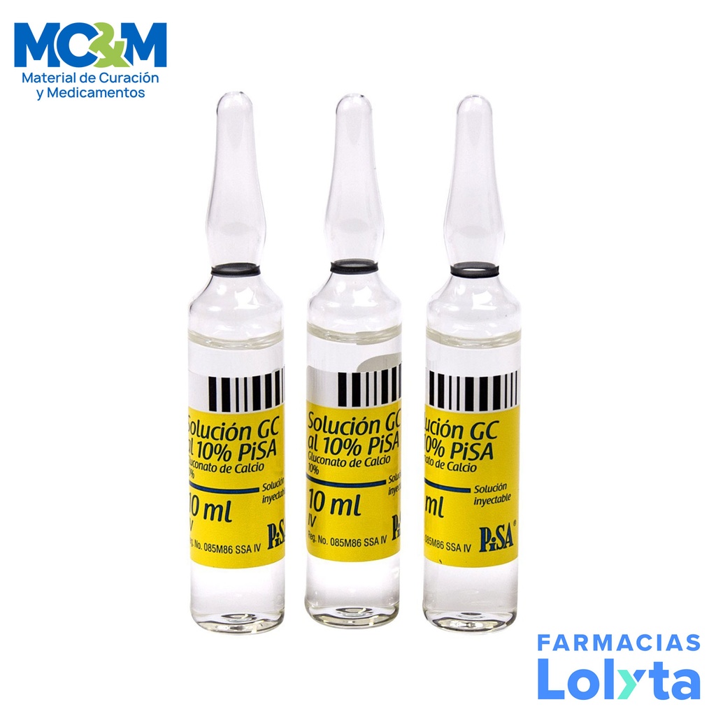 GLUCONATO CALCIO 10% SOL INY 10 ML PIEZA LAB PISA