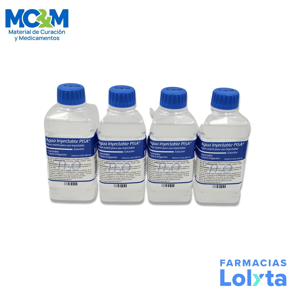 [1934] AGUA INYECTABLE ESTERIL 500 ML INYECTABLE O IRRIGACION LAB PISA