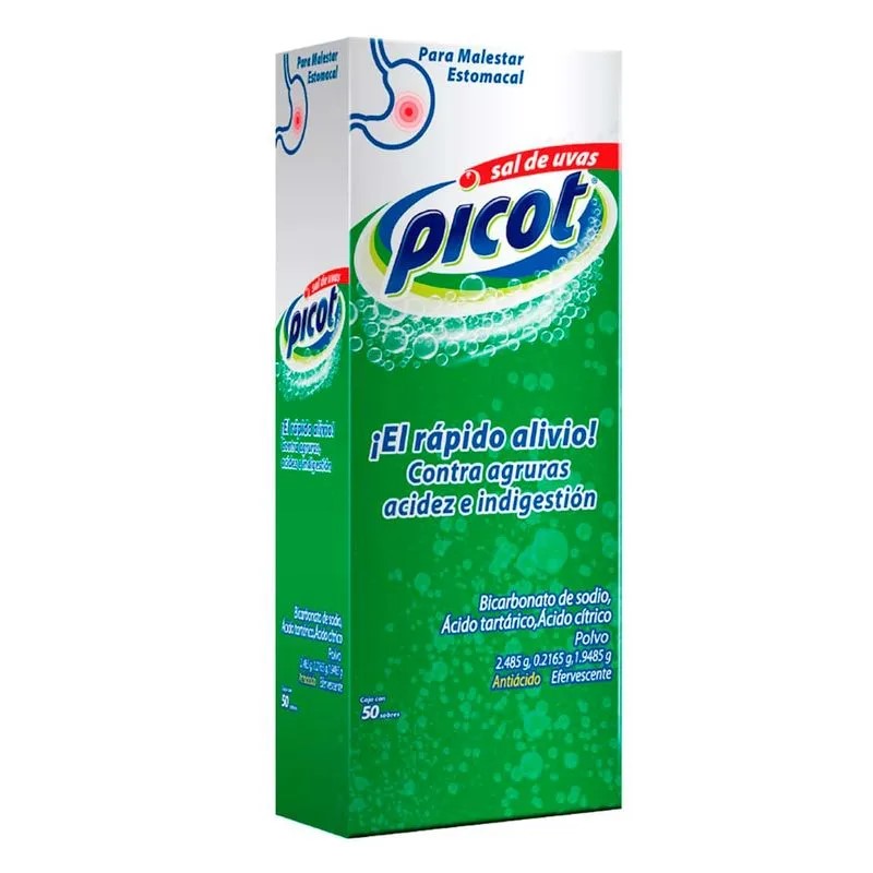SAL DE UVAS PICOT 2.485/0.2165/1.9485 G C/50 SOBRES BICARBONATO DE SODIO AC TARTARICO AC CITRICO LAB RB SALUTE