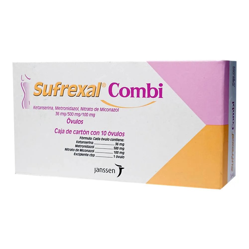 SUFREXAL COMBI 36/500/100 MG C/10 OVULOS KETANSERINA METRONIDAZOL MICONAZOL LAB JANSSEN-CILAG