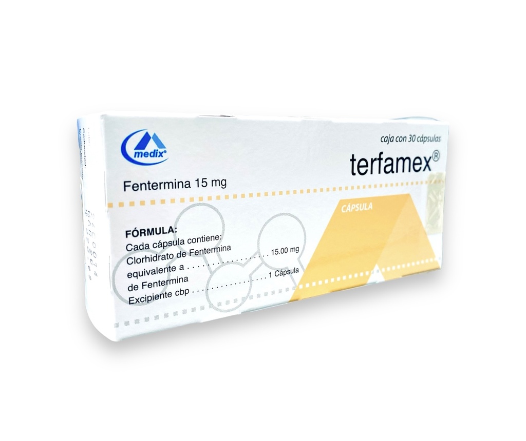 FENTERMINA 15 MG C/30 CAP TERFAMEX LAB MEDIX GRUPO III