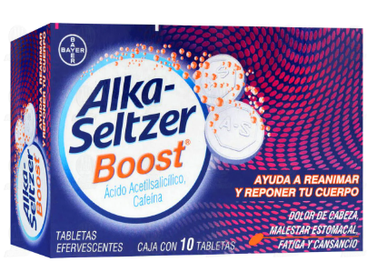 ALKA-SELTZER BOOST 500/65 MG C/10 TAB EFERVESCENTES ACIDO ACETILSALICILICO CAFEINA LAB BAYER