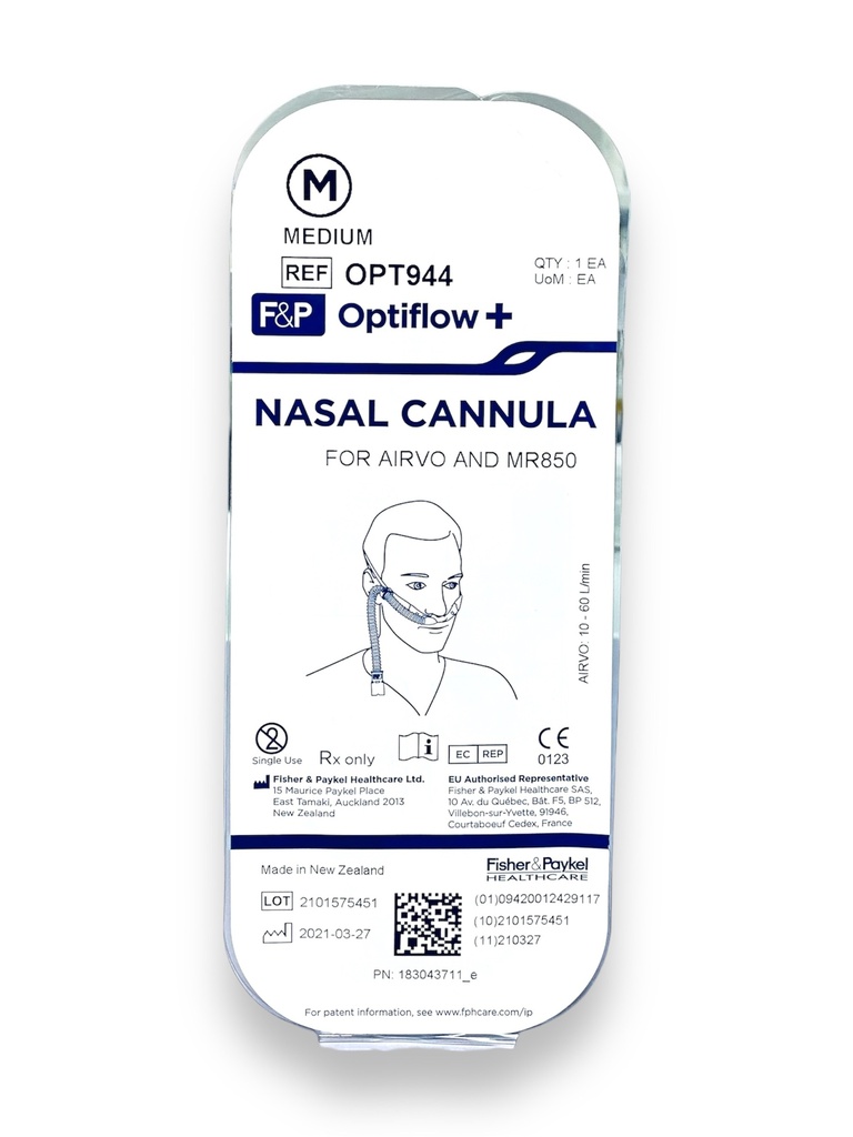 CANULA NASAL ADULTO M INVASIVA CON SISTEMA DE FIJACION PARA FLUJO REF OPT944 OPTIFLOW FISHER&PAYKEL