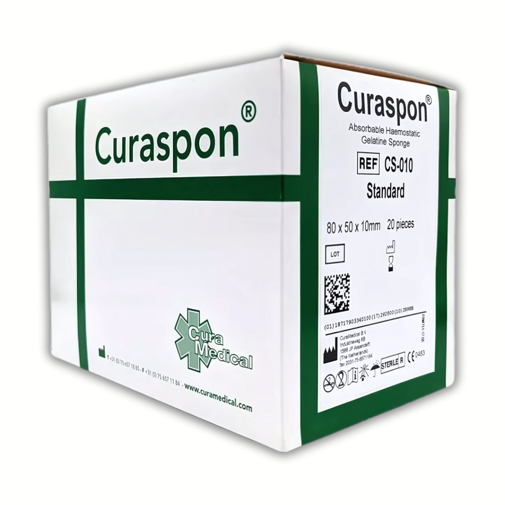 ESPONJA DE GELATINA HEMOSTATICA ABSORBIBLE 80 X 50 X 10 MM REF CS-010 CURASPON CURAMEDICAL (SPONGOSTAN)
