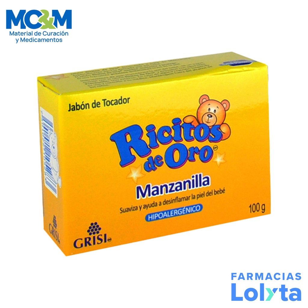 JABON RICITOS DE ORO PARA BEBE MANZANILLA C/100 G GRISI