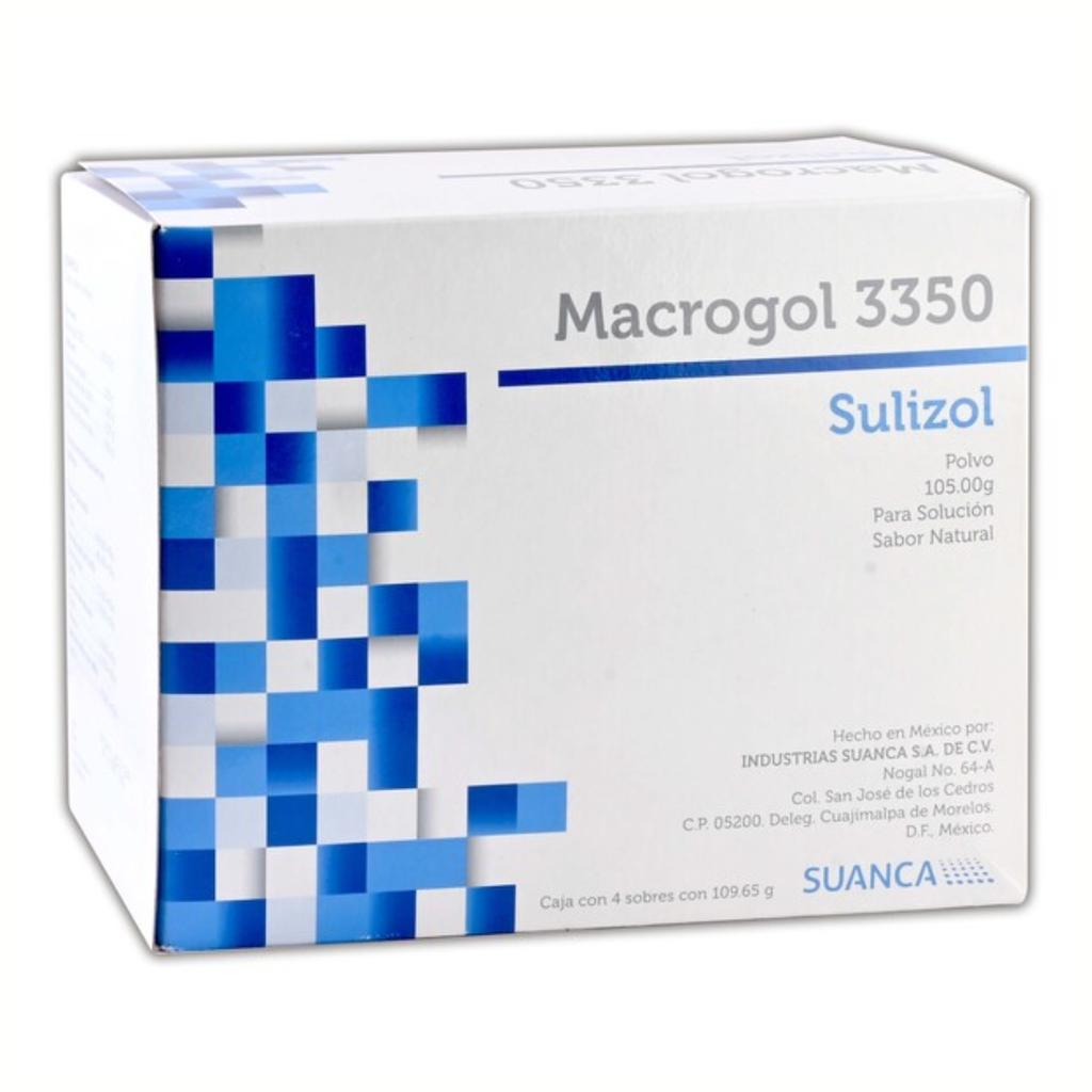 MACROGOL 3350 POLVO 105 G C/4 SOBRES C/109.65 G SULIZOL LAB SUANCA