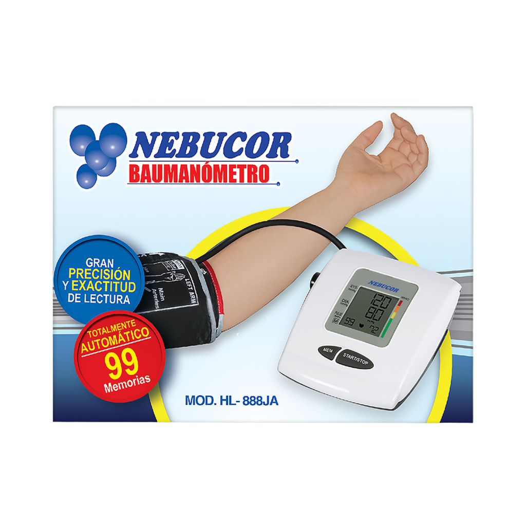 BAUMANOMETRO DE BRAZO PRESION ARTERIAL DIGITAL AUTOMATICO MOD HL-888JA NEBUCOR