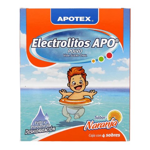 ELECTROLITOS APO POLVO 27.9 G C 4/SOBRES SABOR NARANJA VIDA SUERO ORAL LAB APOTEX