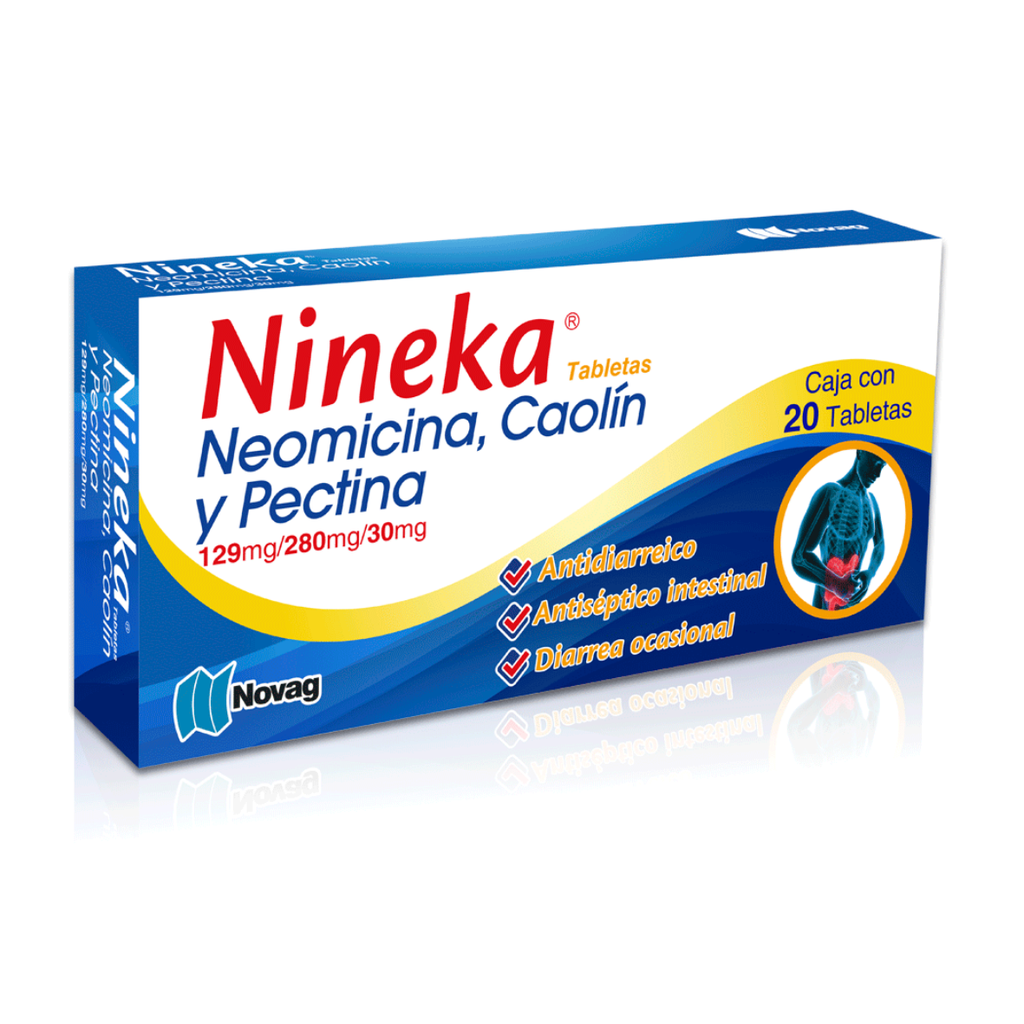 NEOMICINA CAOLIN PECTINA 129/280/30 MG C/20 TAB NINEKA LAB NOVAG