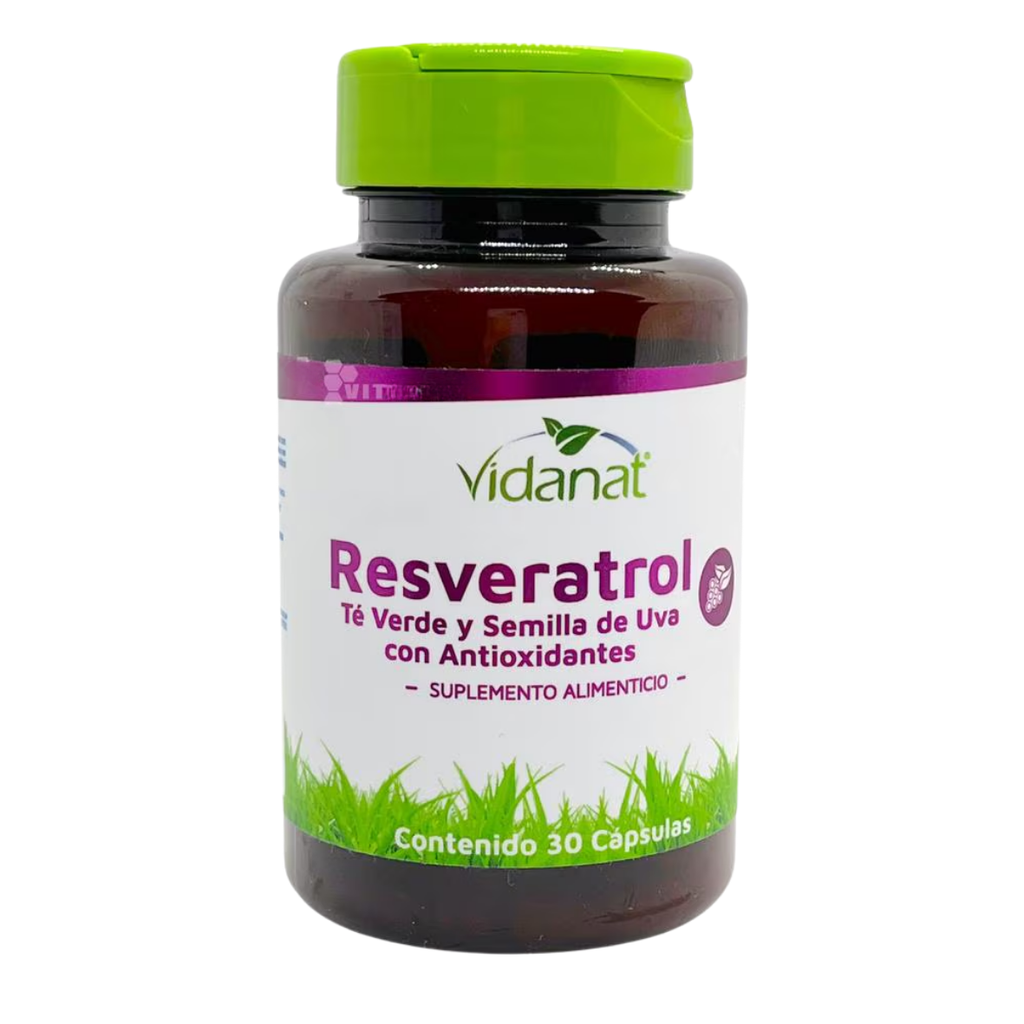 RESVERATROL C/30 CAP SUPLEMENTO ALIMENTICIO TE VERDE SEMILLA DE UVA ANTIOXIDANTES LAB VIDANAT