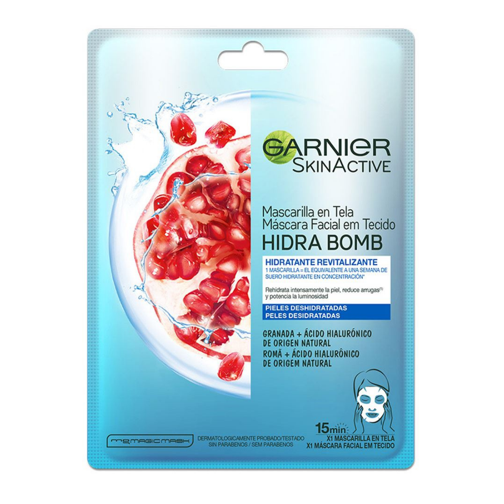SKIN ACTIVE MASCARILLA HIDRA BOMB GRANADA ACIDO HIALURONICO PIEL DESHIDRATADA GARNIER