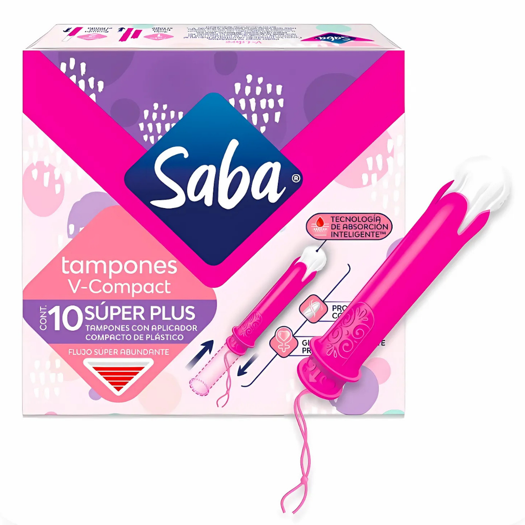 SABA V-COMPACT SUPER PLUS FLUJO SUPER ABUNDANTE C/10 TAMPONES CON APLICADOR ESSITY