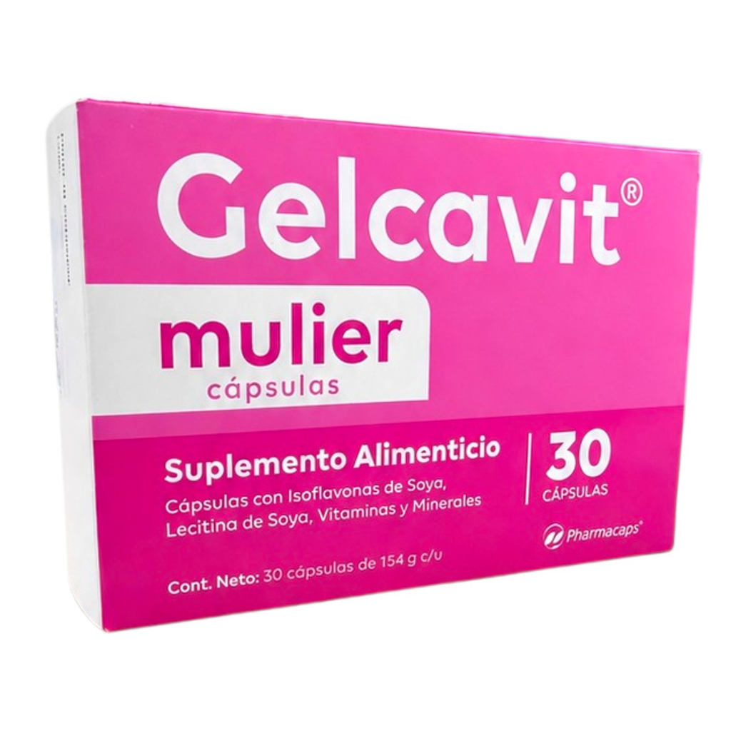 GELCAVIT MULIER 1.54 G C/30 CAP SUPLEMENTO ALIMENTICIO ISOFLAVONAS DE SOYA VITAMINAS Y MINERALES LAB PHARMACAPS