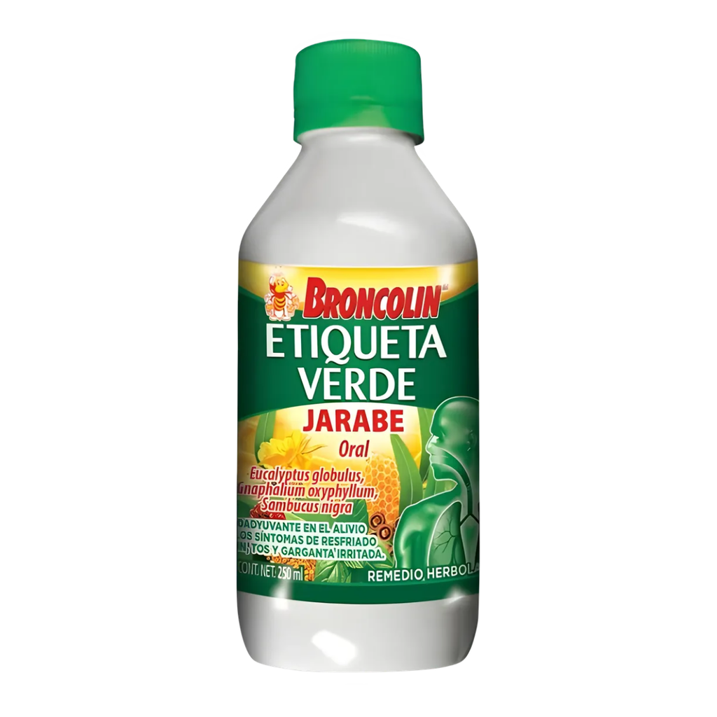 BRONCOLIN ETIQUETA VERDE JARABE 140 ML EUCALIPTO GORDOLOBO SAUCO LAB BRONCOLIN
