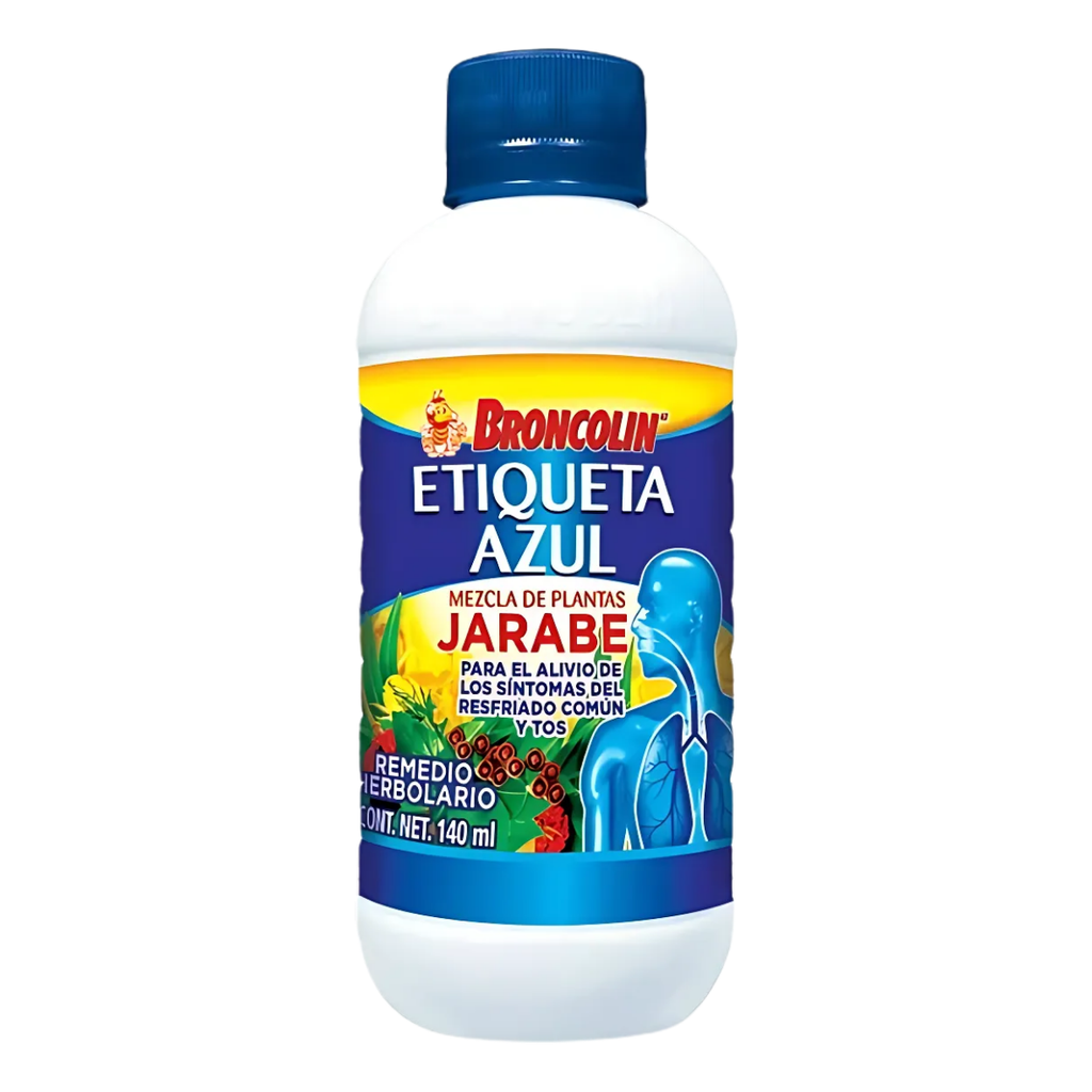 BRONCOLIN ETIQUETA AZUL JARABE 140 ML MENTOL EUCALIPTO GORDOLOBO SAUCO LAB BRONCOLIN