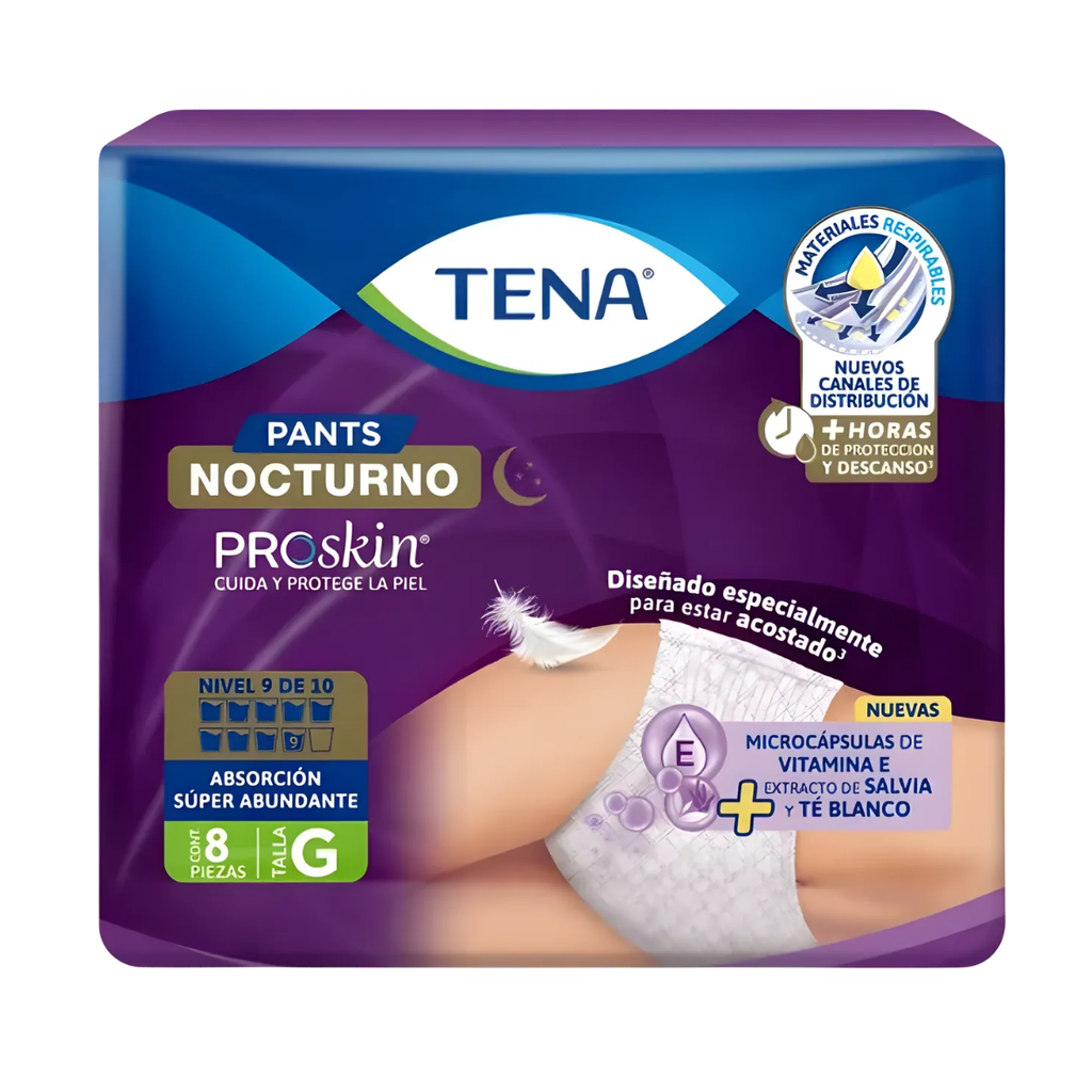 TENA PANTS NOCTURNO PROSKIN C/8 PZAS TALLA GRANDE ROPA INTERIOR DESECHABLE UNISEX LAB ESSITY