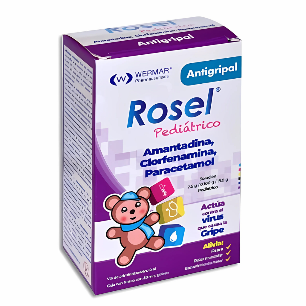 AMANTADINA CLORFENAMINA PARACETAMOL SOL PEDIATRICA 2.5/0.1/15 G/100 ML FCO GOTERO C/30 ML ROSEL PEDIATRICO LAB WERMAR