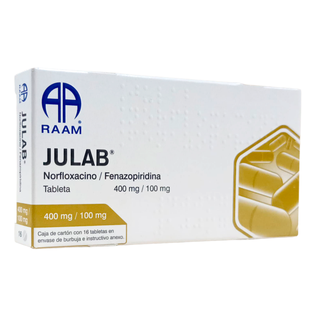 NORFLOXACINO FENAZOPIRIDINA 400/100 MG C/16 TAB JULAB LAB RAAM