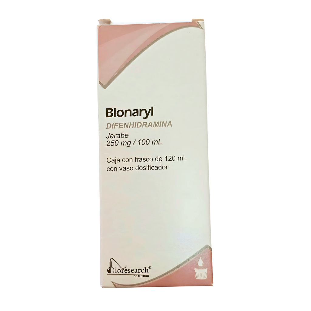 DIFENHIDRAMINA JARABE 250 MG/100 ML FCO C/120 ML BIONARYL LAB BIORESEARCH