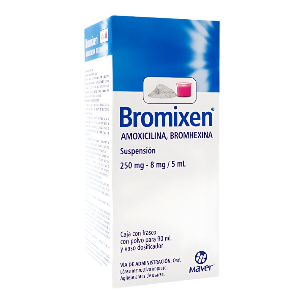 AMOXICILINA BROMHEXINA SUSPENSION 250/8 MG/5 ML FCO C/90 ML BROMIXEN LAB MAVER