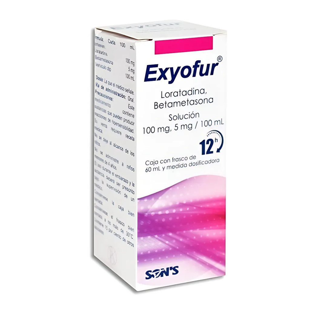 LORATADINA BETAMETASONA SOL ORAL100/5 MG/100 ML FCO C/60 ML EXYOFUR LAB SONS