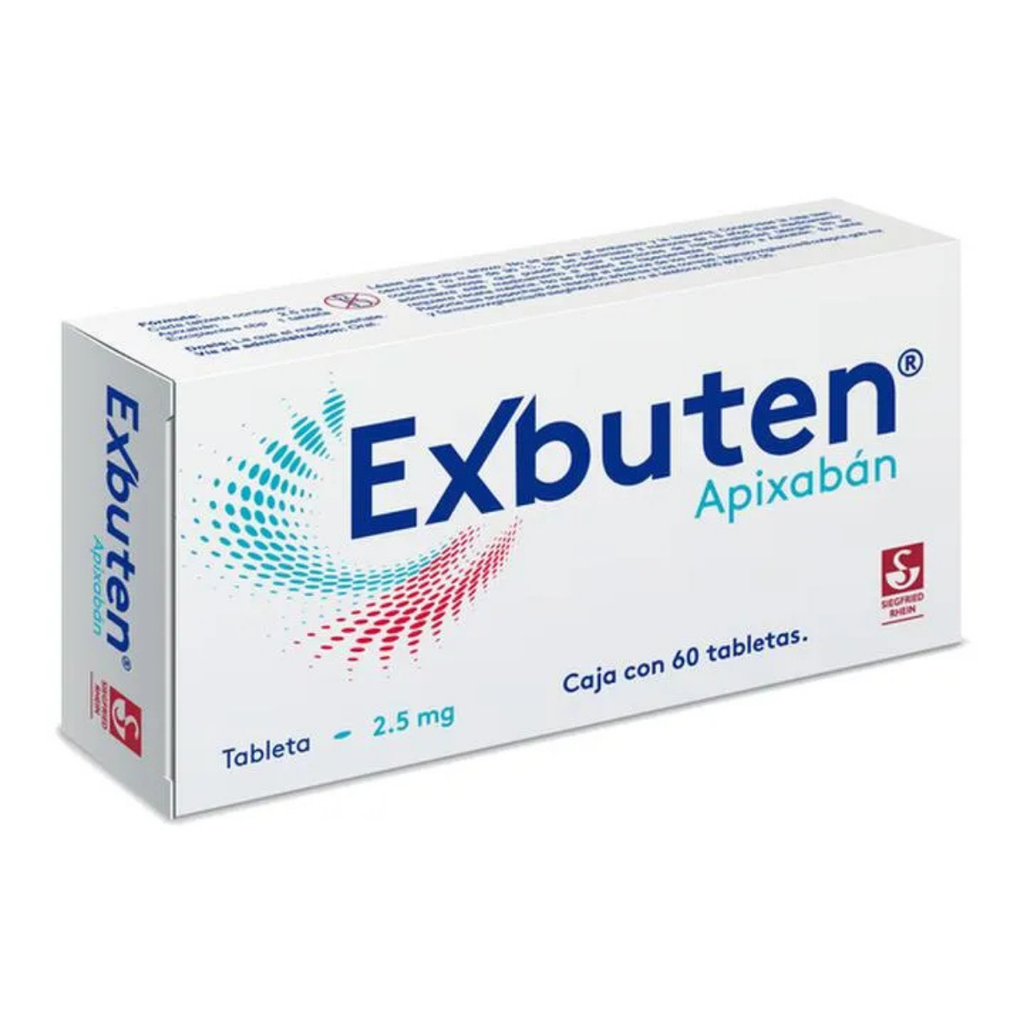 APIXABAN 2.5 MG C/60 TAB EXBUTEN LAB SIEGFRIED RHEIN