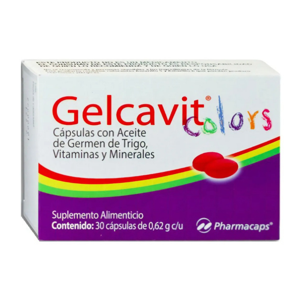 GELCAVIT COLORS 0.62 G C/30 CAP SUPLEMENTO ALIMENTICIO ACEITE DE GERMEN DE TRIGO VITAMINAS Y MINERALES LAB PHARMACAPS