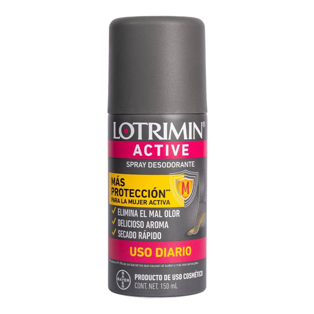 LOTRIMIN ACTIVE SPRAY DESODORANTE PARA PIES C/150 ML LAB BAYER