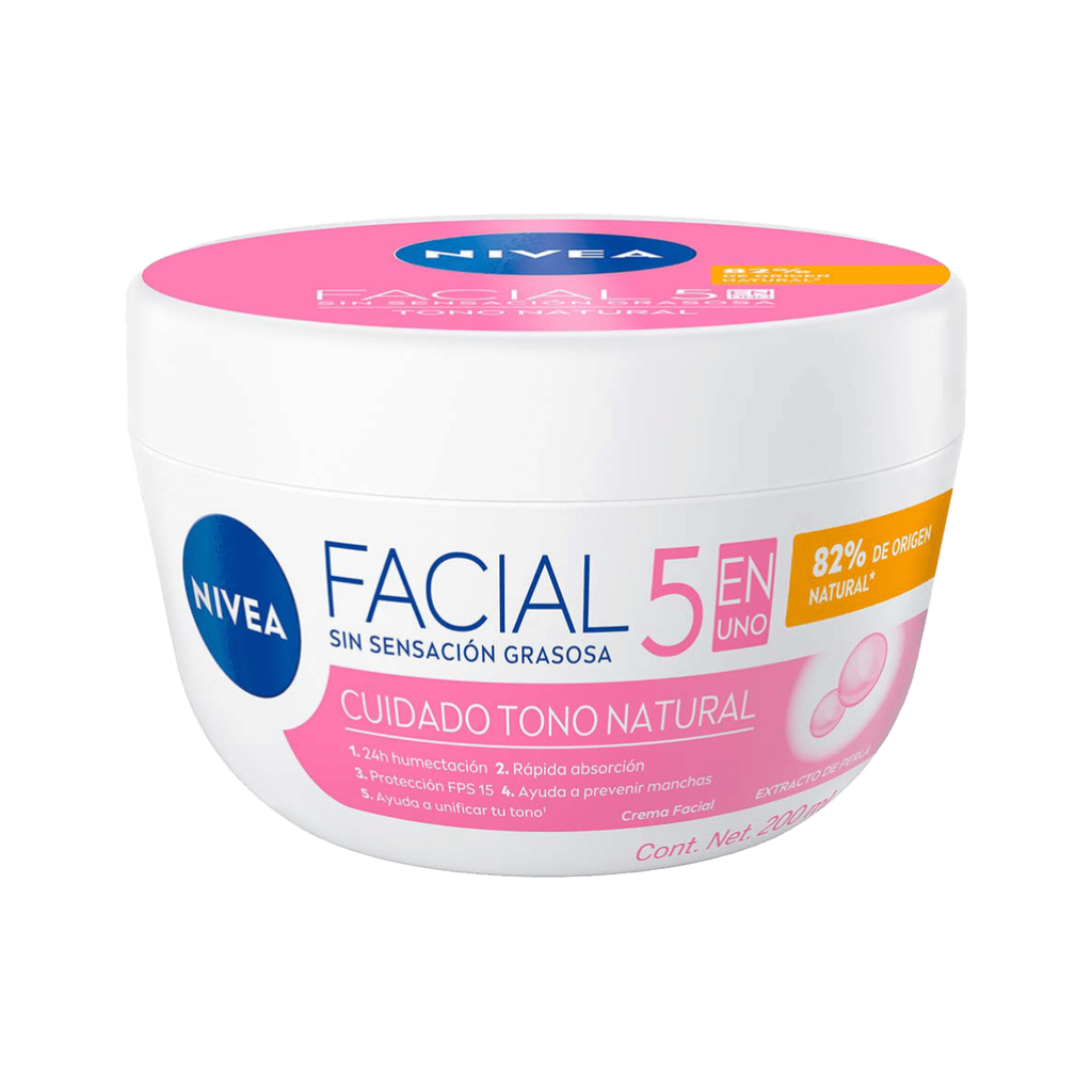 CREMA NIVEA FACIAL 5 EN 1 200 ML TONO NATURAL EXTRACTO DE PERLA BEIERSDORF