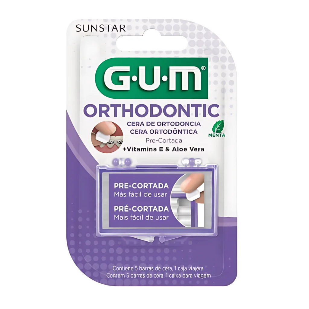 CERA DE ORTODONCIA PRECORTADA C/5 BARRAS CON VITAMINA E Y ALOE VERA GUM SUNSTAR