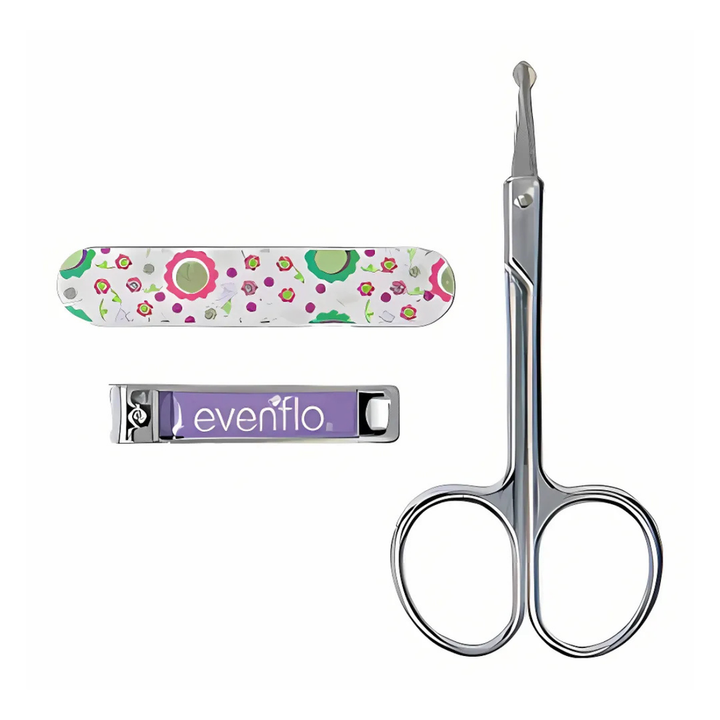 SET DE MANICURE 3 PZAS TIJERAS CORTA UÑAS LIMA EVENFLO