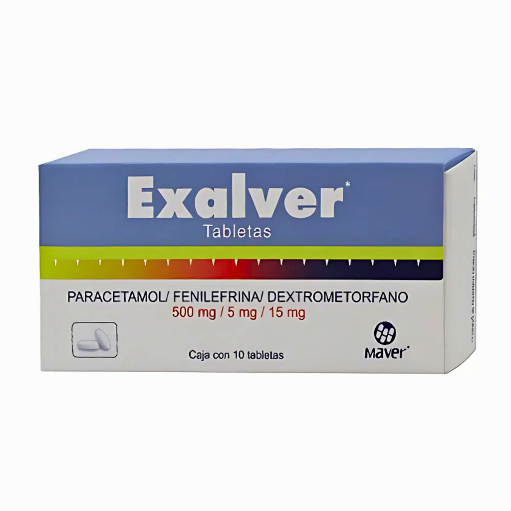 PARACETAMOL FENILEFRINA DEXTROMETORFANO 500/5/15 MG C/10 TAB EXALVER LAB MAVER