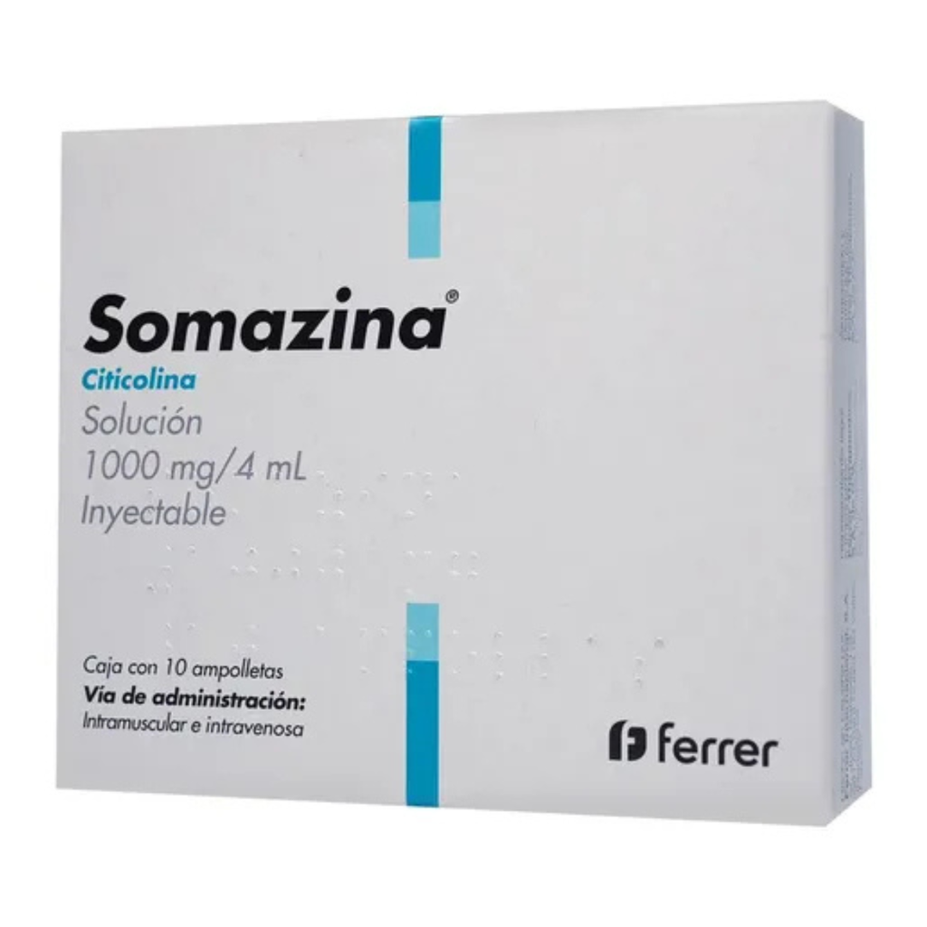 SOMAZINA SOL INY 1000 MG/4 ML C/10 AMP CITICOLINA LAB FERRER
