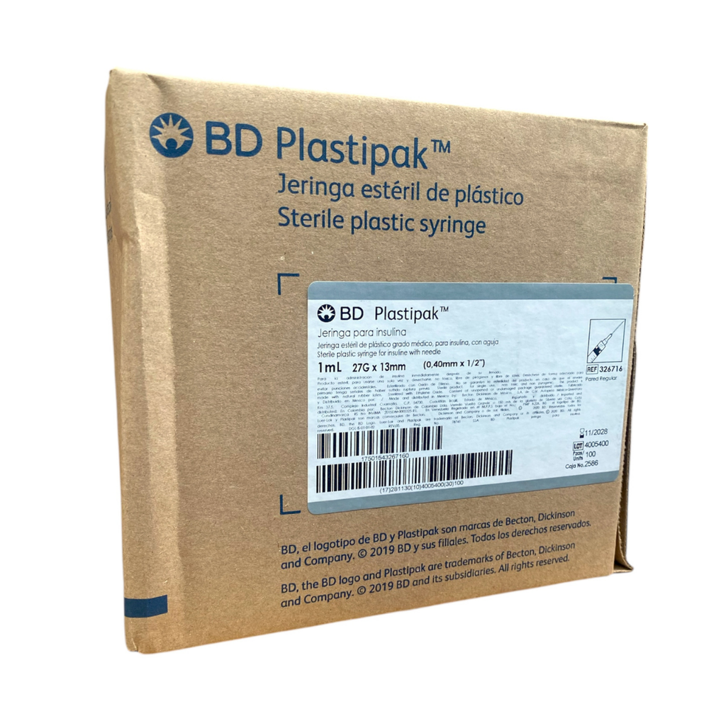 JERINGA 1 ML 27 X 13 C/A C/100 PZAS PARA INSULINA GRIS REF 326716 PLASTIPAK BD