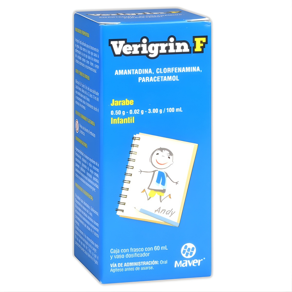 AMANTADINA CLORFENAMINA PARACETAMOL JARABE 0.5/0.02/3 G/100 ML FCO C/60 ML VERIGRIN F INFANTIL LAB MAVER