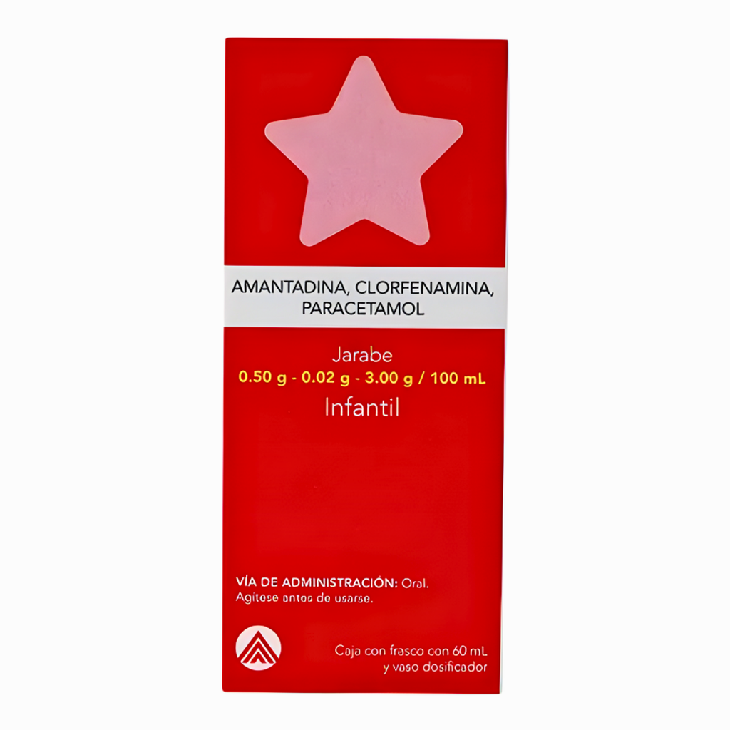 AMANTADINA CLORFENAMINA PARACETAMOL JARABE INFANTIL 0.5/0.02/3 G/100 ML FCO C/60 ML LAB MAVER