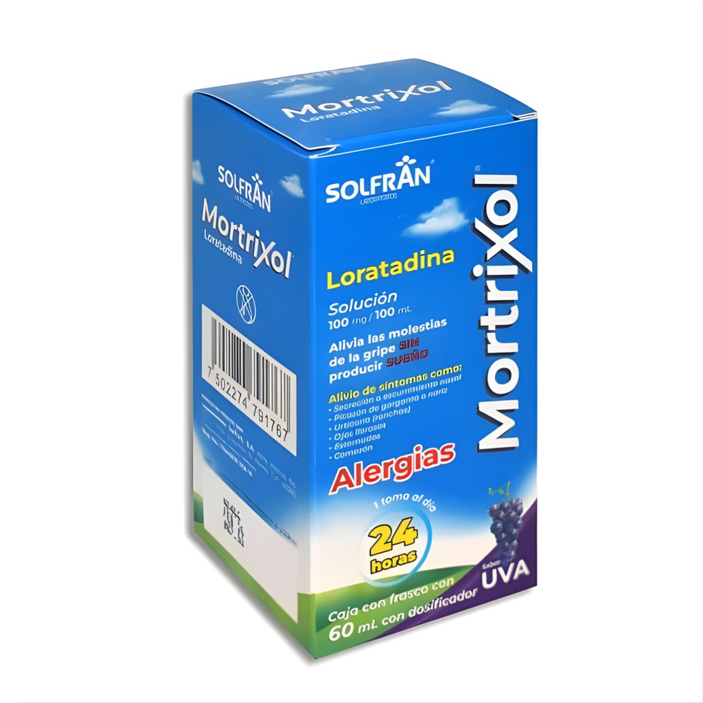 LORATADINA SOL ORAL 100 MG/100 ML FCO C/60 ML SABOR UVA MORTRIXOL LAB SOLFRAN