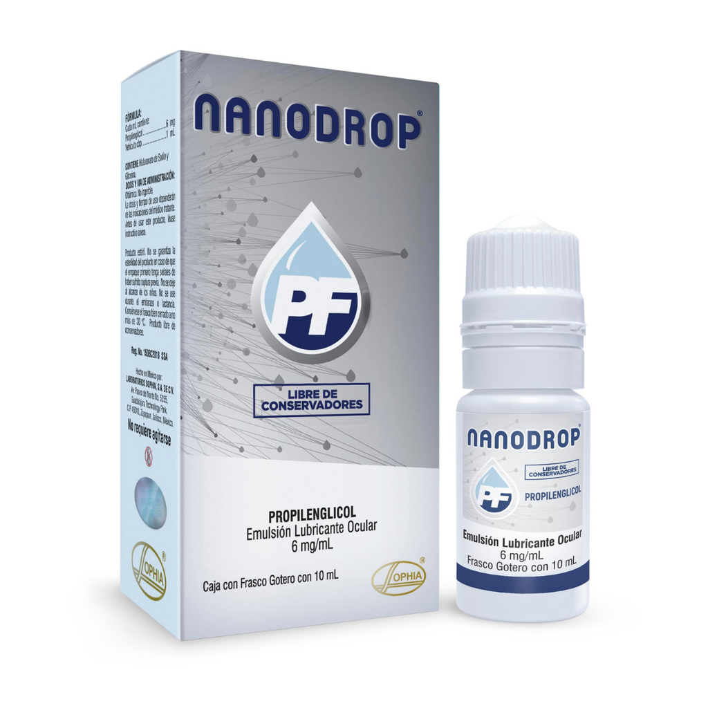 NANODROP PF EMULSION LUBRICANTE OCULAR 6 MG/ML FCO GOTERO C/10 ML PROPILENGLICOL LAB SOPHIA