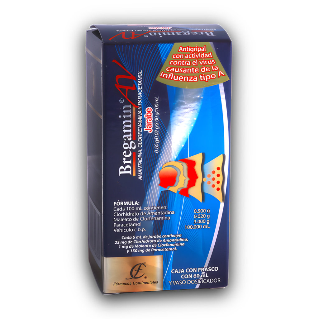 AMANTADINA CLORFENAMINA PARACETAMOL JARABE 0.5/0.02/3 G/100 ML FCO C/60 ML BREGAMIN AV LAB FARMACOS CONTINENTALES