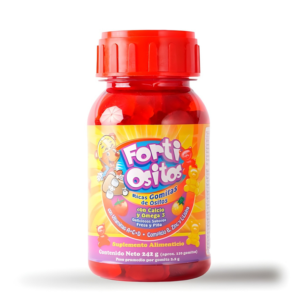 FORTI OSITOS C/110 GOMITAS C/CALCIO Y OMEGA 3 SABOR FRESA Y PIÑA LAB NATUTECH (ROJO)