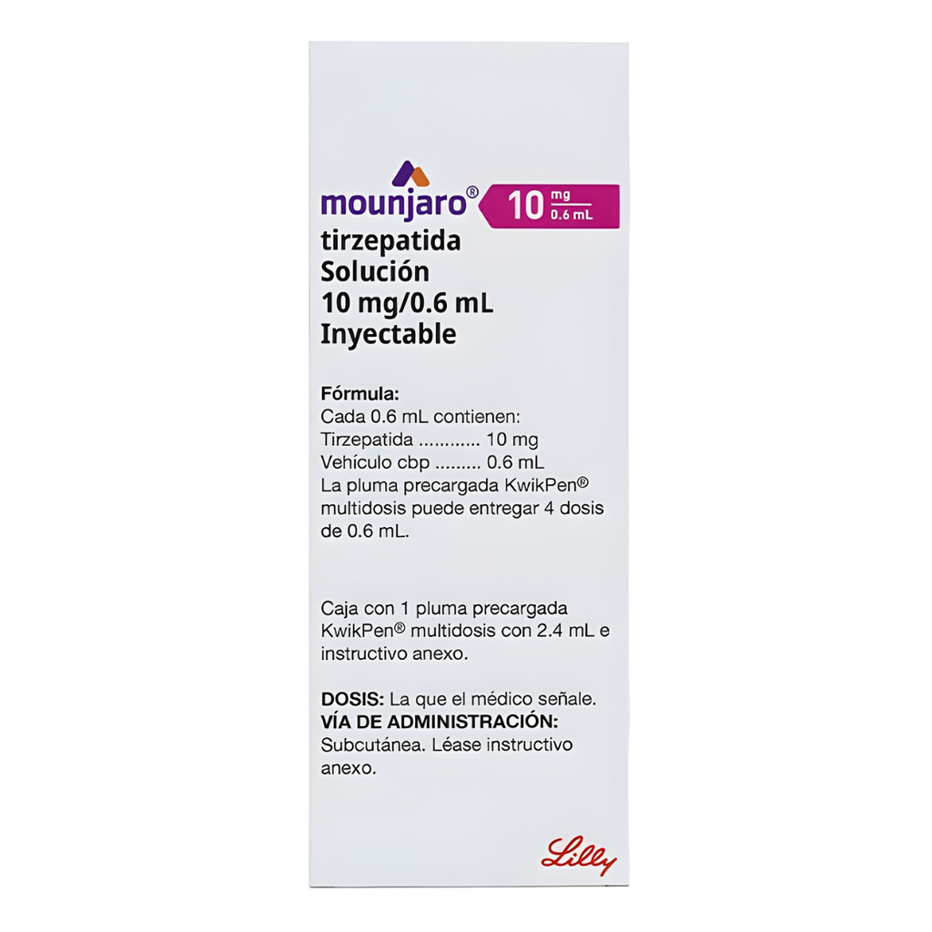 MOUNJARO SOL INY 10 MG/0.6 ML PLUMA PRECARGADA C/2.4 ML (4 DOSIS) TIRZEPATIDA LAB LILLY (RF)