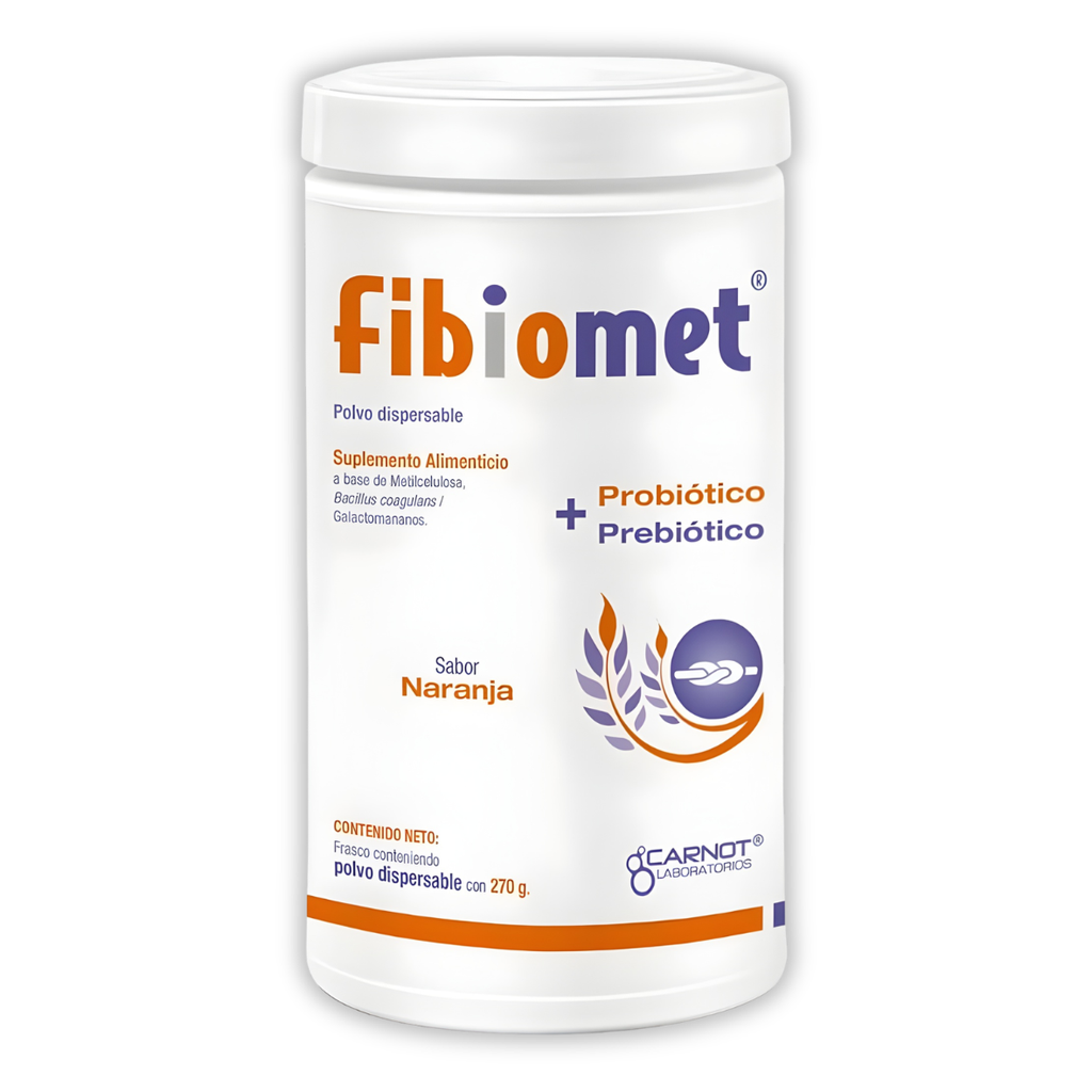FIBIOMET PROBIOTICO + PREBIOTICO 270 G POLVO DISPERSABLE SABOR NARANJA SUPLEMENTO ALIMENTICIO LAB CARNOT
