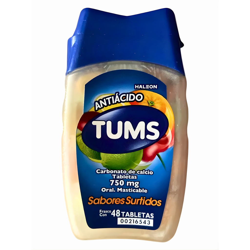TUMS ANTIACIDO 750 MG C/48 TAB MASTICABLE SABORES SURTIDOS CARBONATO DE CALCIO LAB HALEON