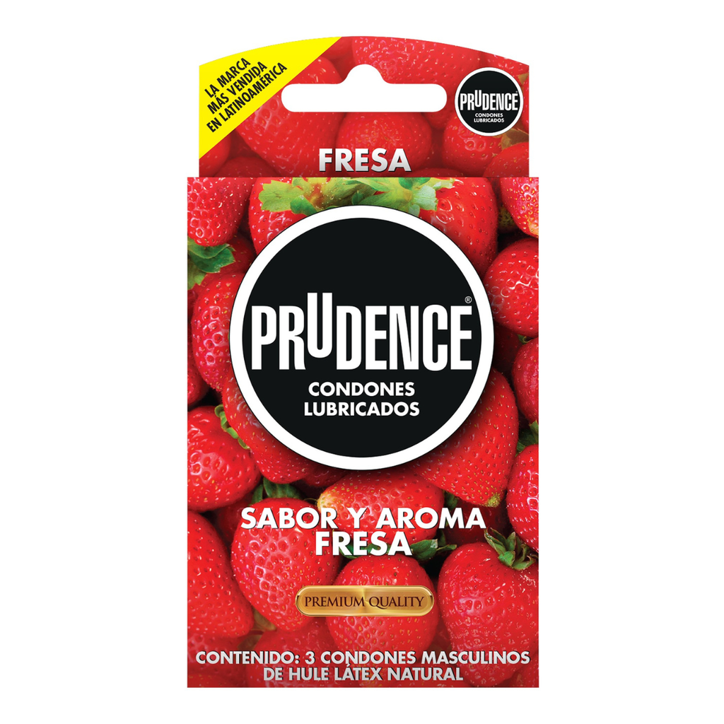 PRESERVATIVO PRUDENCE SABOR Y AROMA FRESA C/3 PZAS LAB DKT