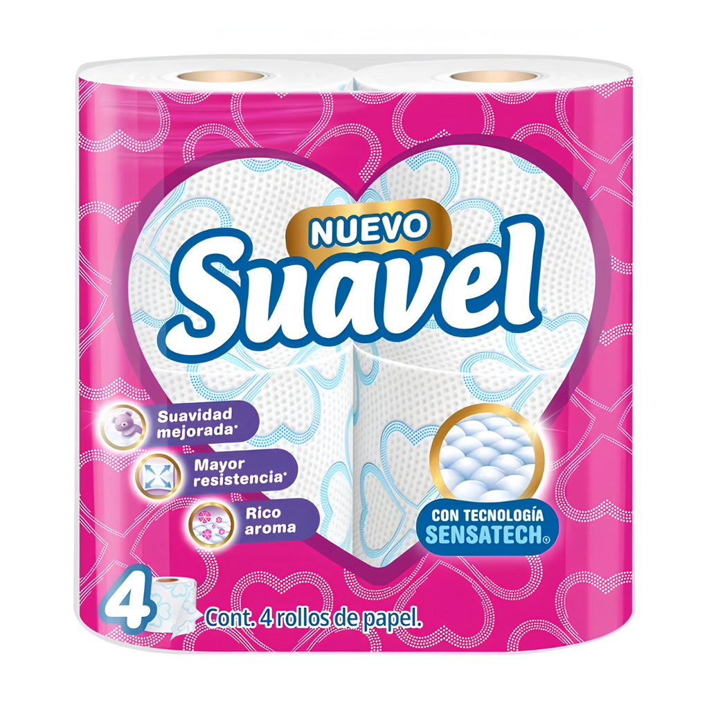 PAPEL HIGIENICO 200 HOJAS DOBLES C/4 ROLLOS SUAVEL KIMBERLY CLARK