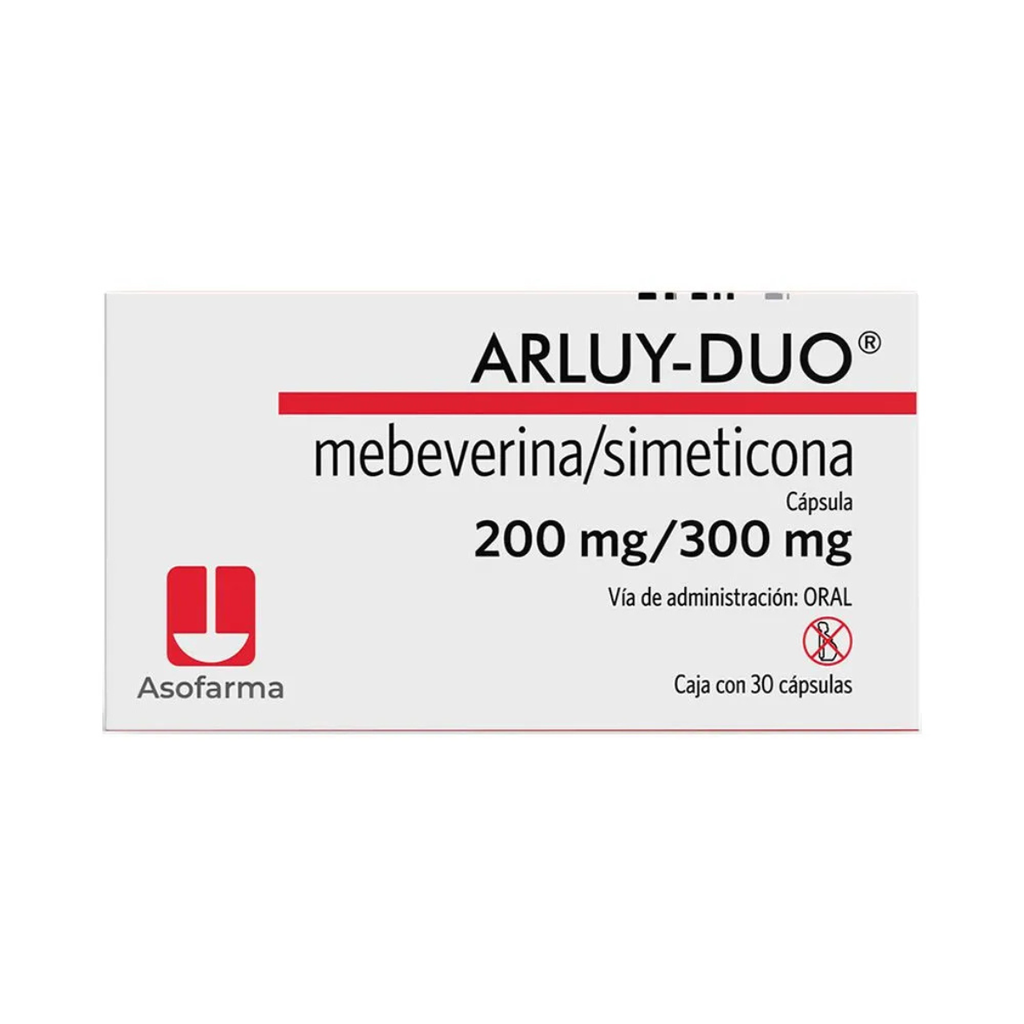 ARLUY-DUO 200/300 MG C/30 CAP MEBEVERINA SIMETICONA LAB ASOFARMA