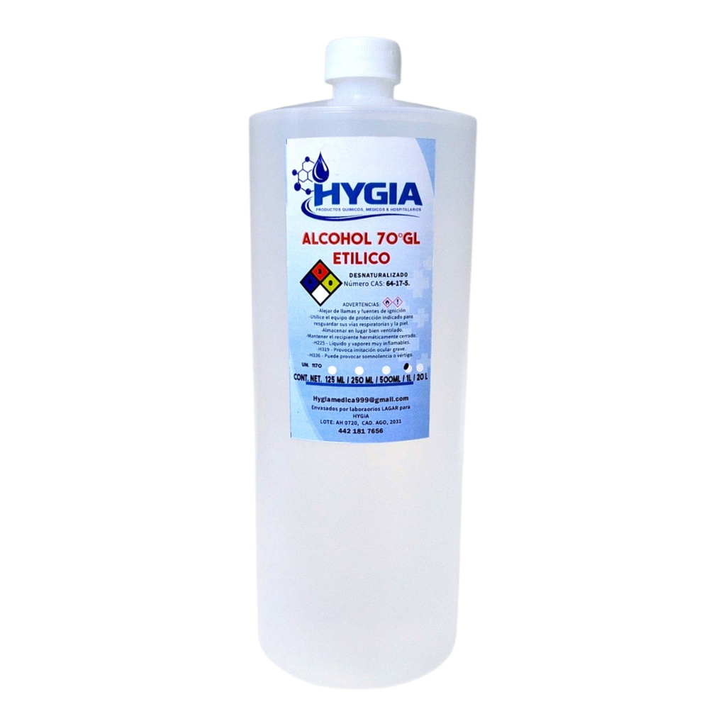 ALCOHOL 1000ML 70° AZUL ALCOHOL ETILICO HYGIA