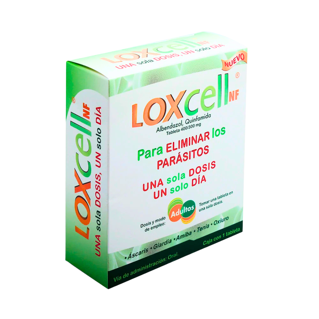 [4902] LOXCELL NF 400/300 MG C/1 TAB ALBENDAZOL QUINFAMIDA LAB SANFER