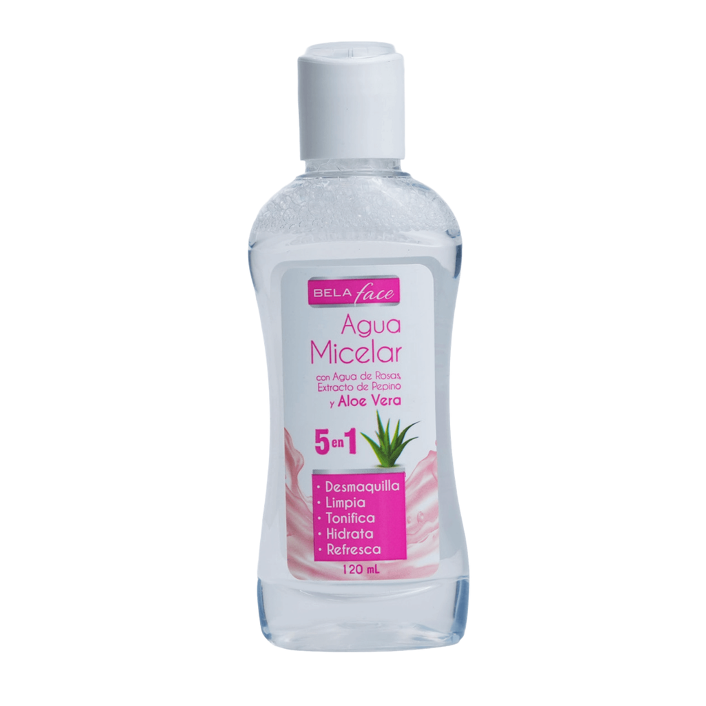 AGUA MICELAR CON AGUA DE ROSAS Y ALOE VERA C/120 ML BELAFACE