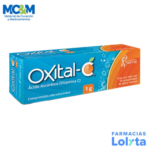 [1715] ACIDO ASCORBICO 1 G C/10 COMPRIMIDO EFERVESCENTES VITAMINA C SABOR NARANJA OXITAL-C LAB SERRAL